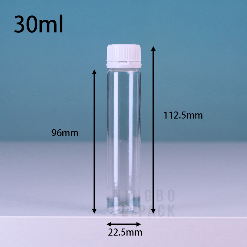 Long thin Clear Cough Syrup Oral bottle 30ml PET clear Liquid Medicine With Tamper Proof Lid